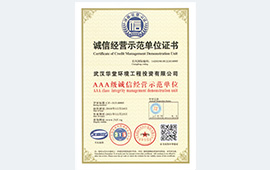 诚信经营示范单位证书